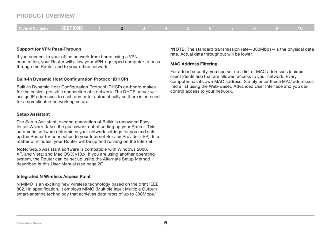 Belkin F5D8236-4, PM01122 user manual Product Overview 