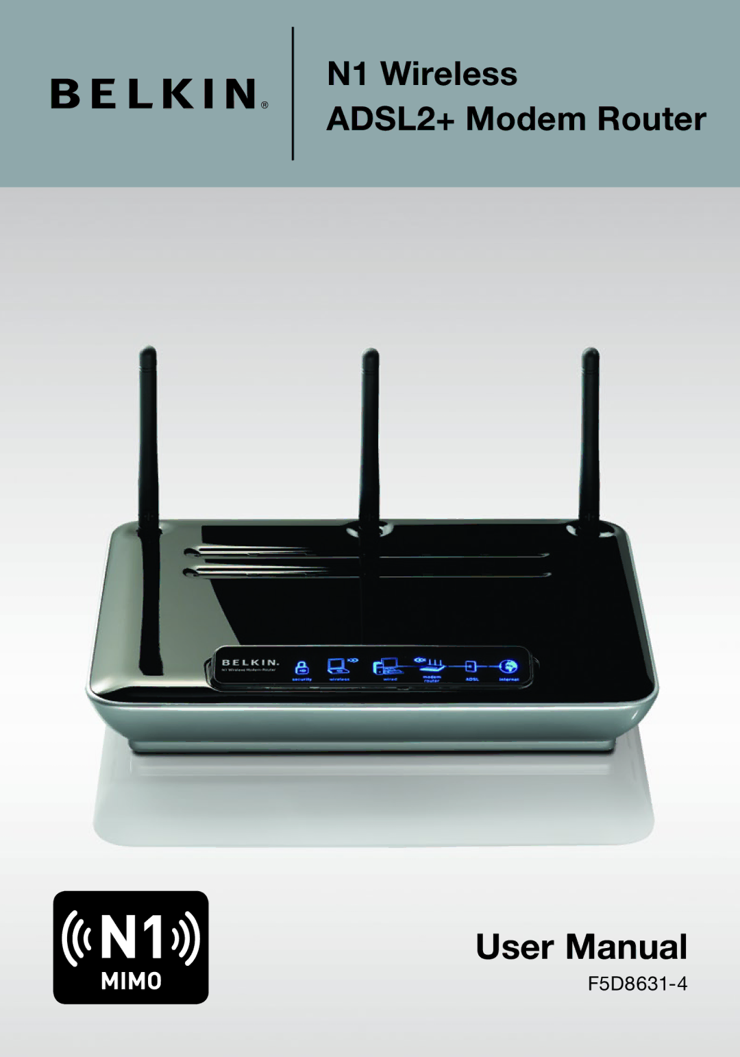 Belkin F5D8631-4 user manual N1 Wireless ADSL2+ Modem Router 