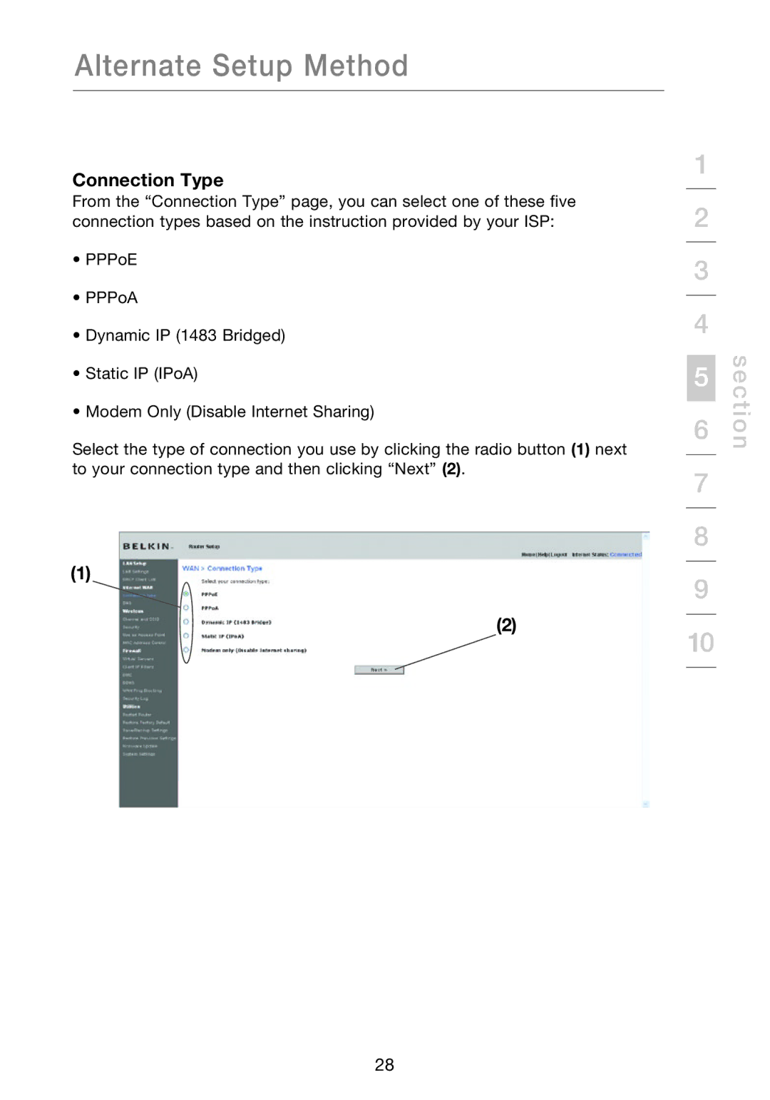 Belkin F5D8631-4 user manual Connection Type 