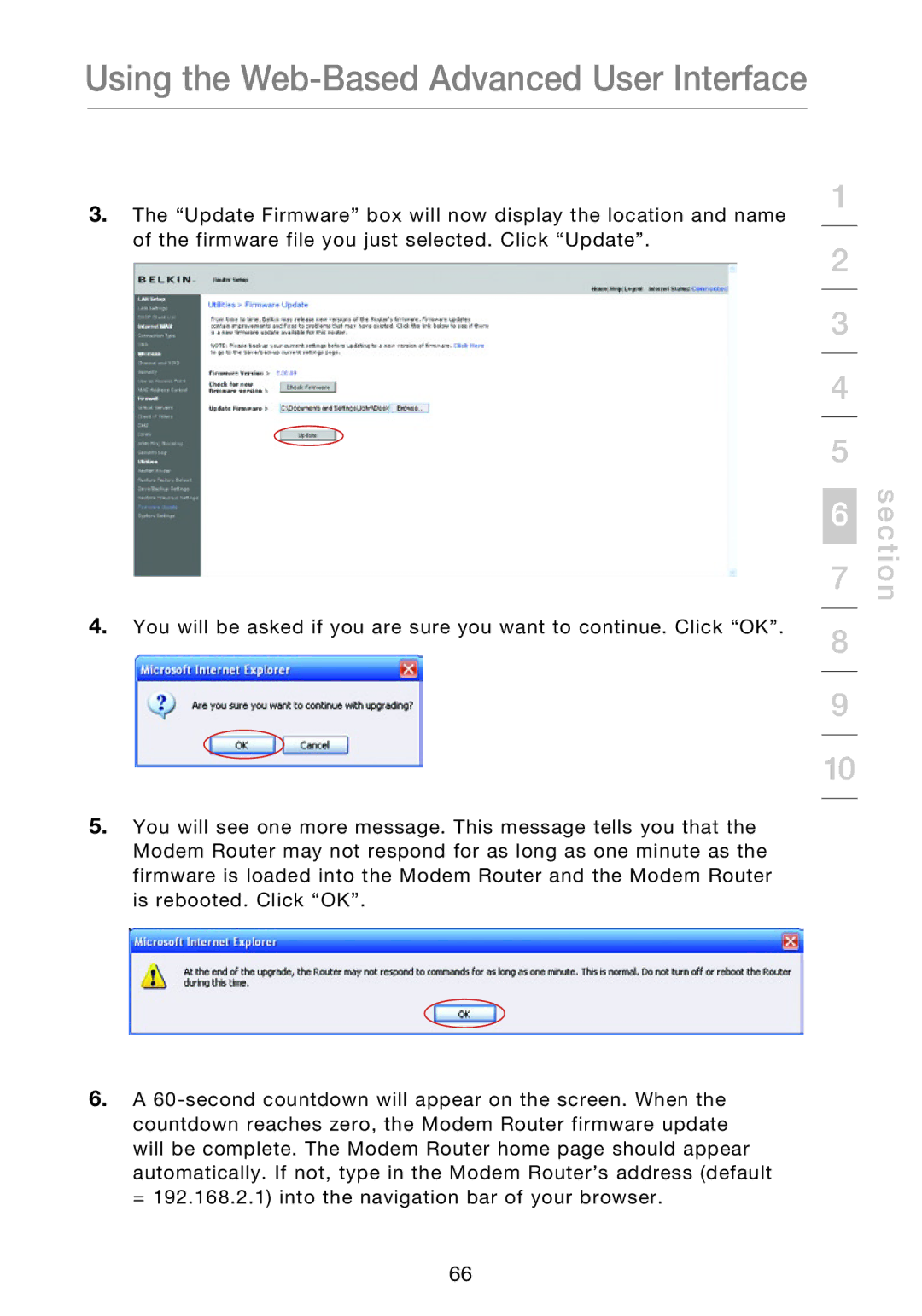 Belkin F5D8631-4 user manual Using the Web-Based Advanced User Interface 