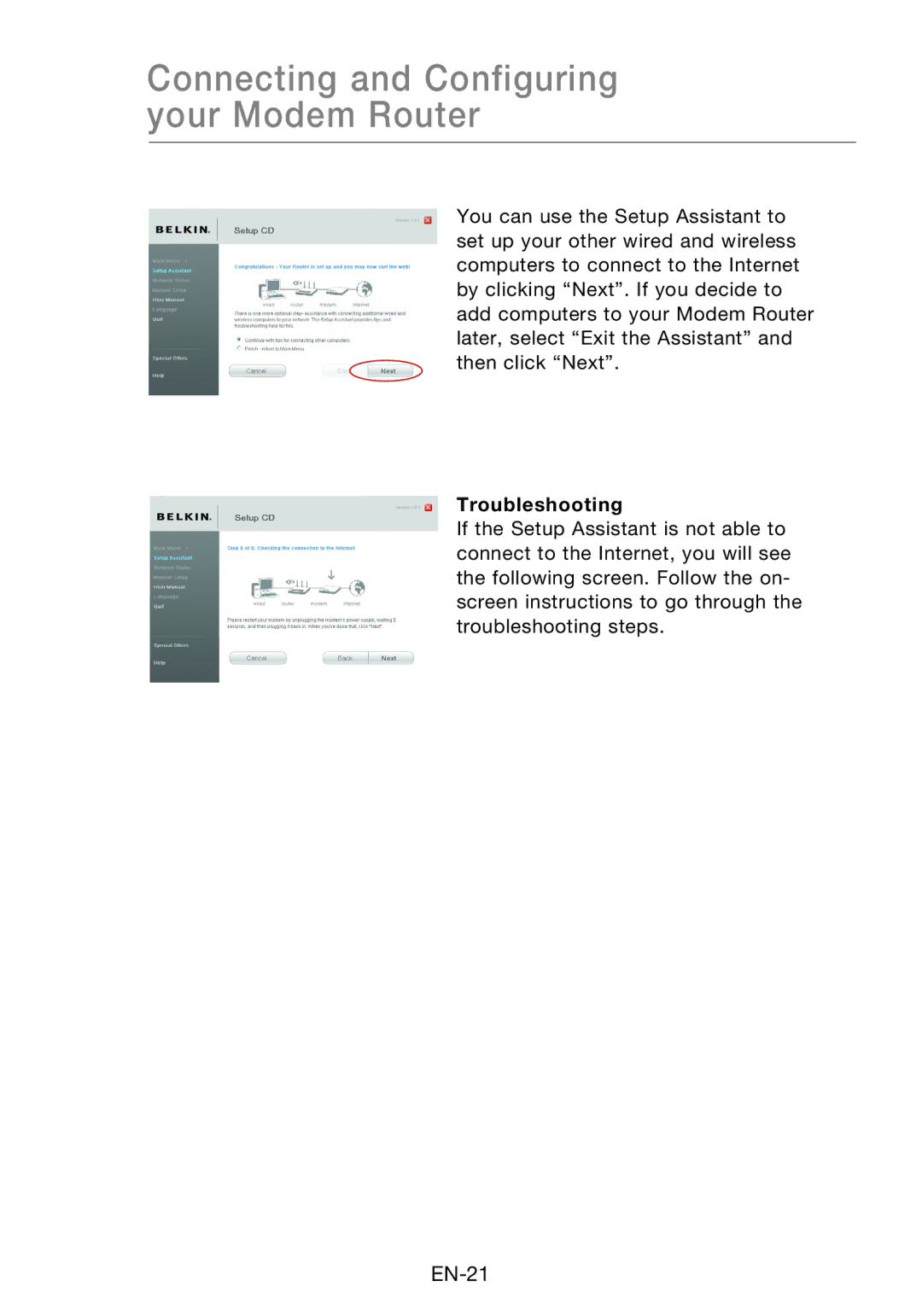 Belkin F5D8631-4 user manual Troubleshooting 