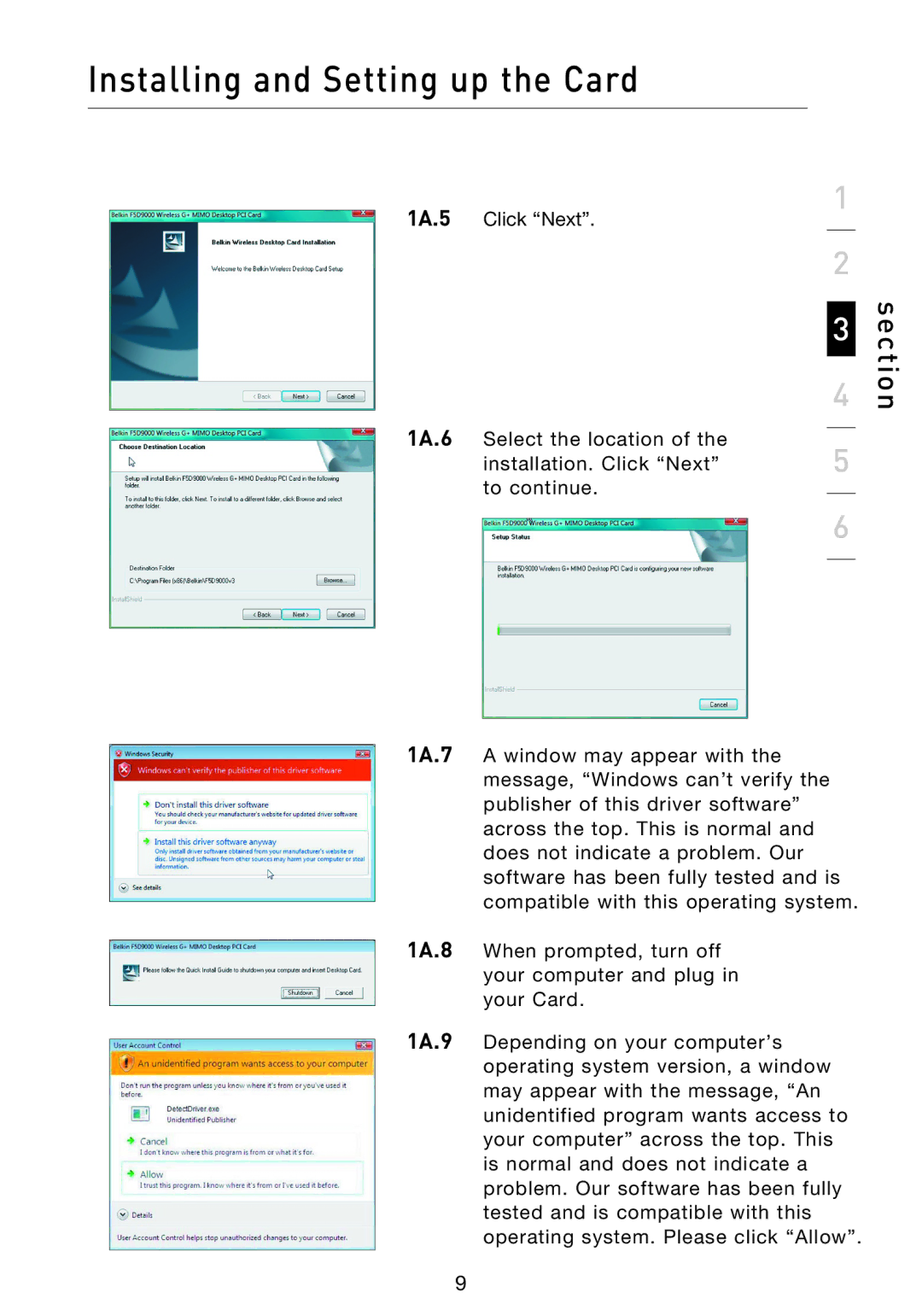 Belkin F5D9000 user manual Section 