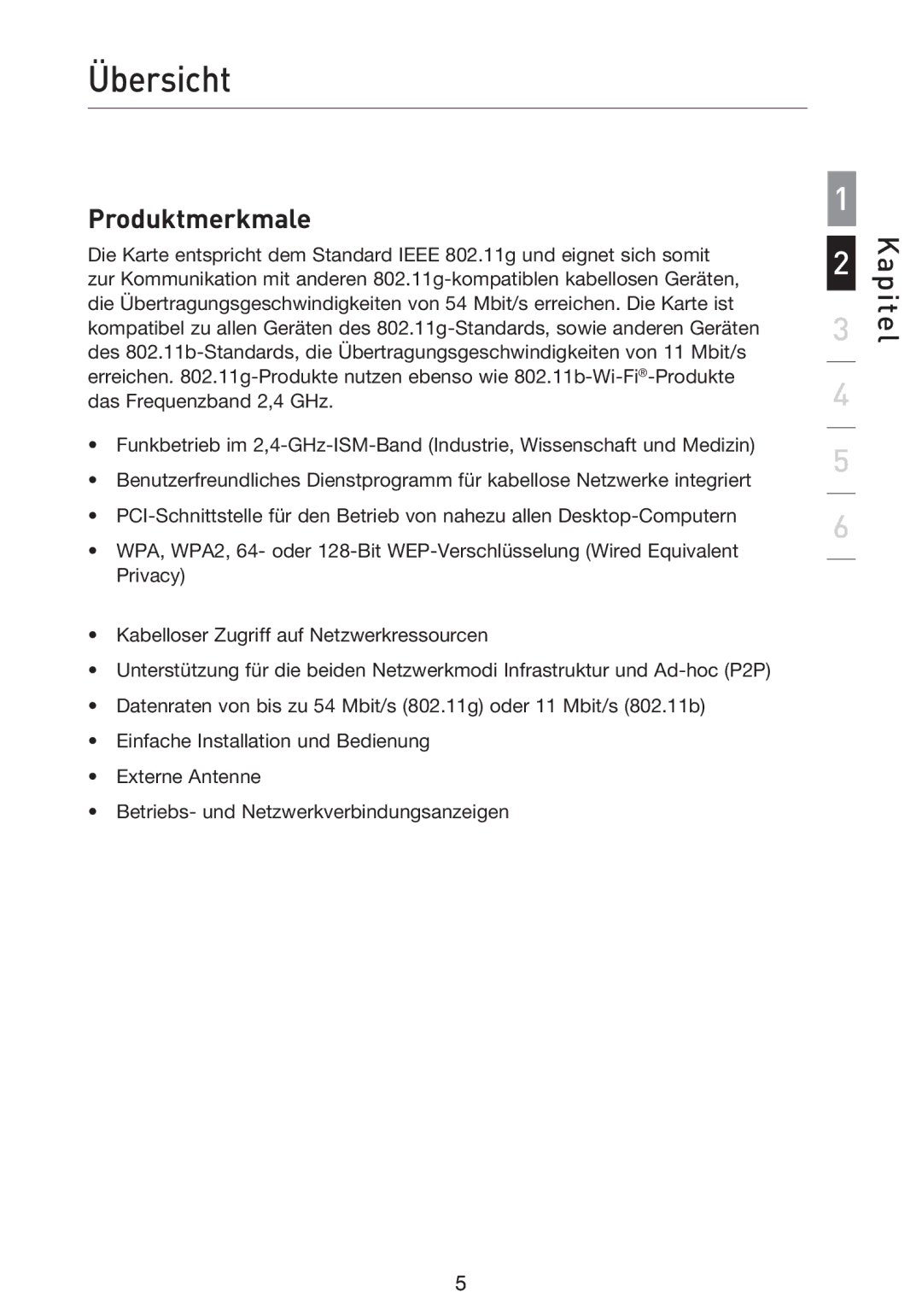 Belkin F5D9000 user manual Übersicht, Produktmerkmale 