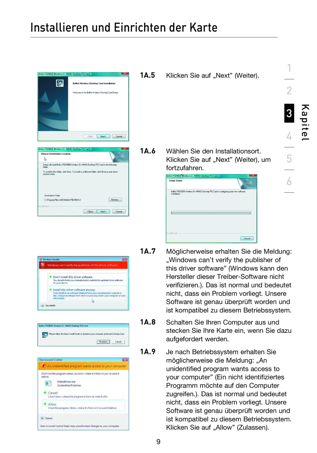 Belkin F5D9000 user manual Kapitel 