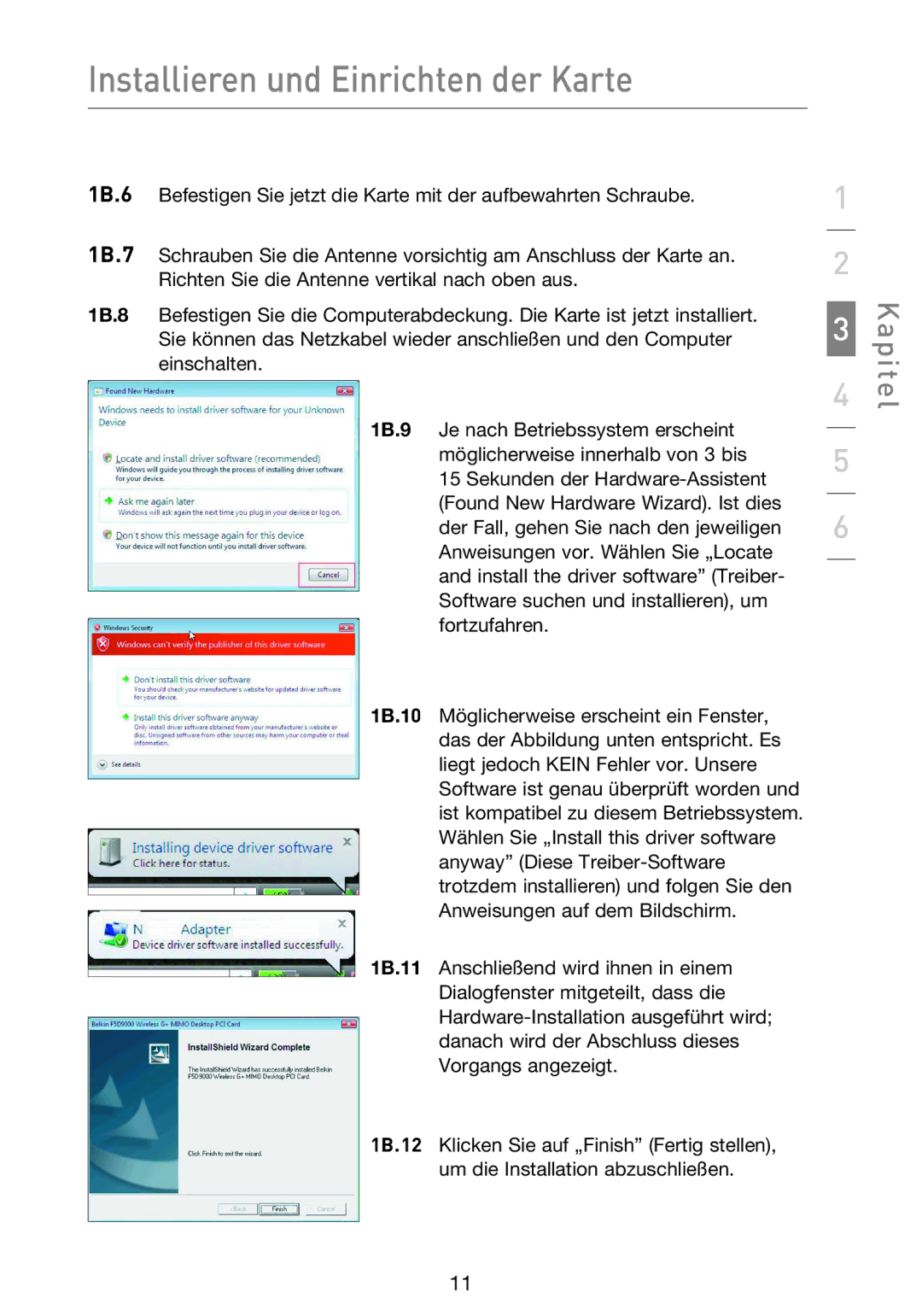 Belkin F5D9000 user manual Kapitel 