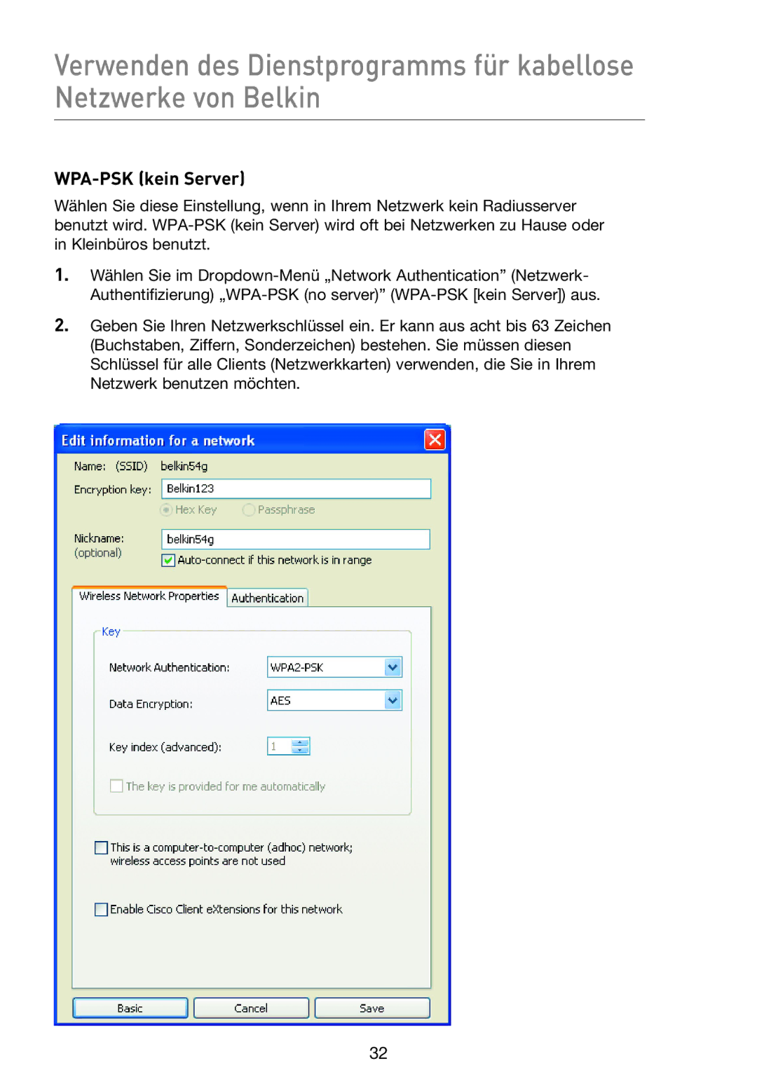Belkin F5D9000 user manual WPA-PSK kein Server 