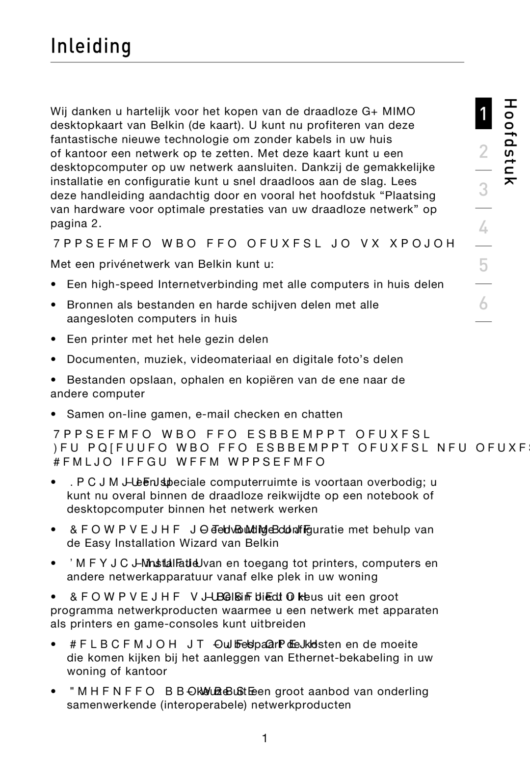 Belkin F5D9000 user manual Inleiding, Voordelen van een netwerk in uw woning 