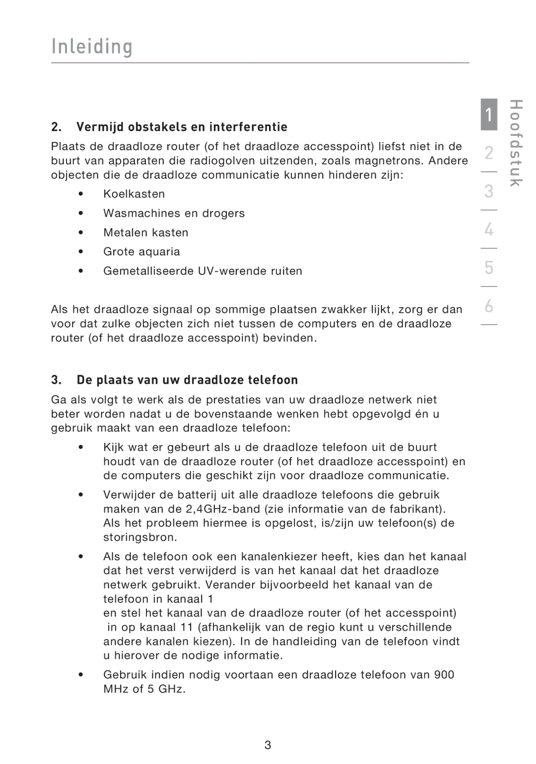 Belkin F5D9000 user manual Vermijd obstakels en interferentie, De plaats van uw draadloze telefoon 