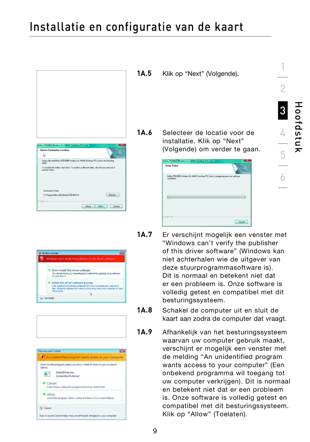 Belkin F5D9000 user manual Hoofdstuk 