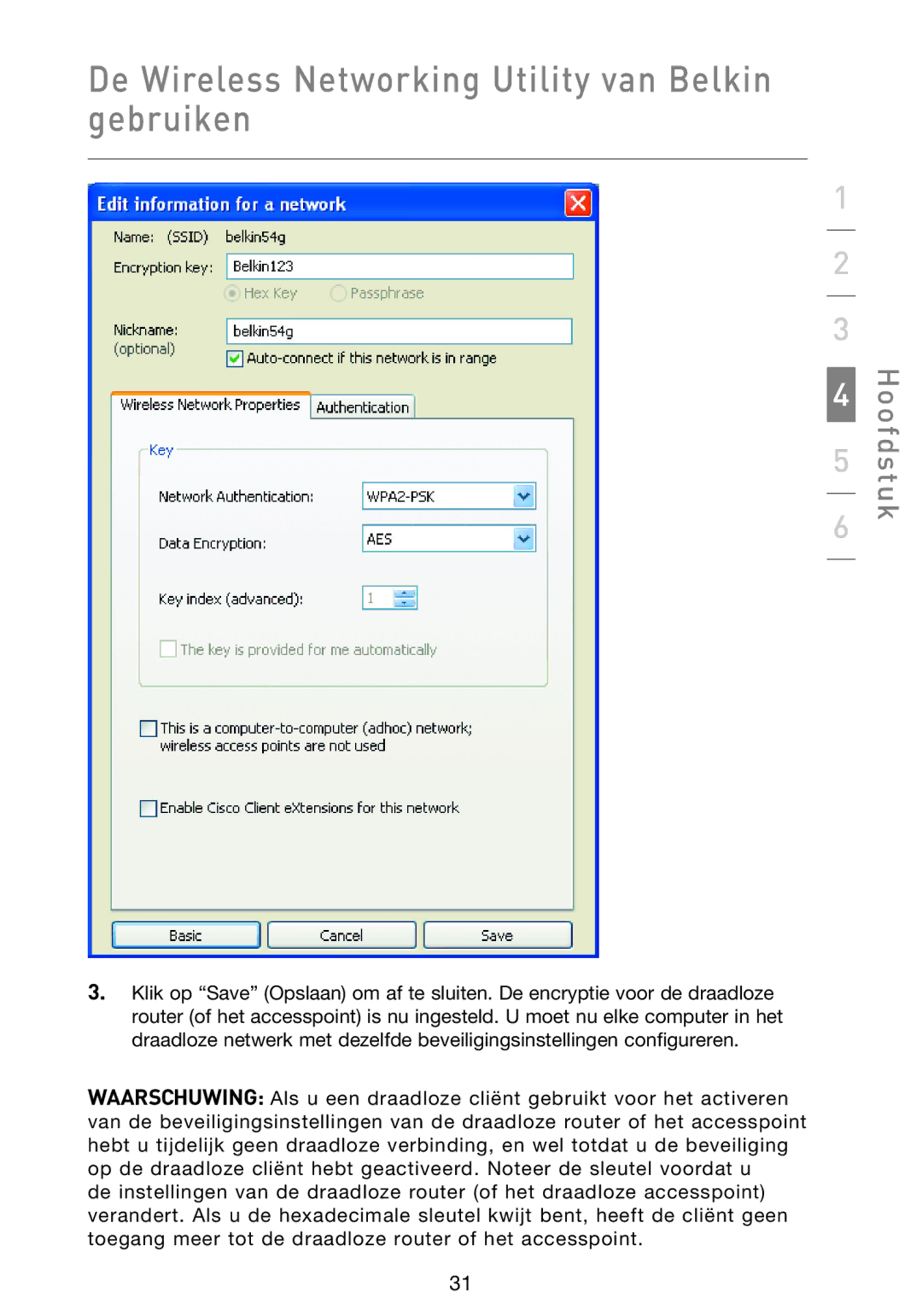 Belkin F5D9000 user manual De Wireless Networking Utility van Belkin gebruiken 