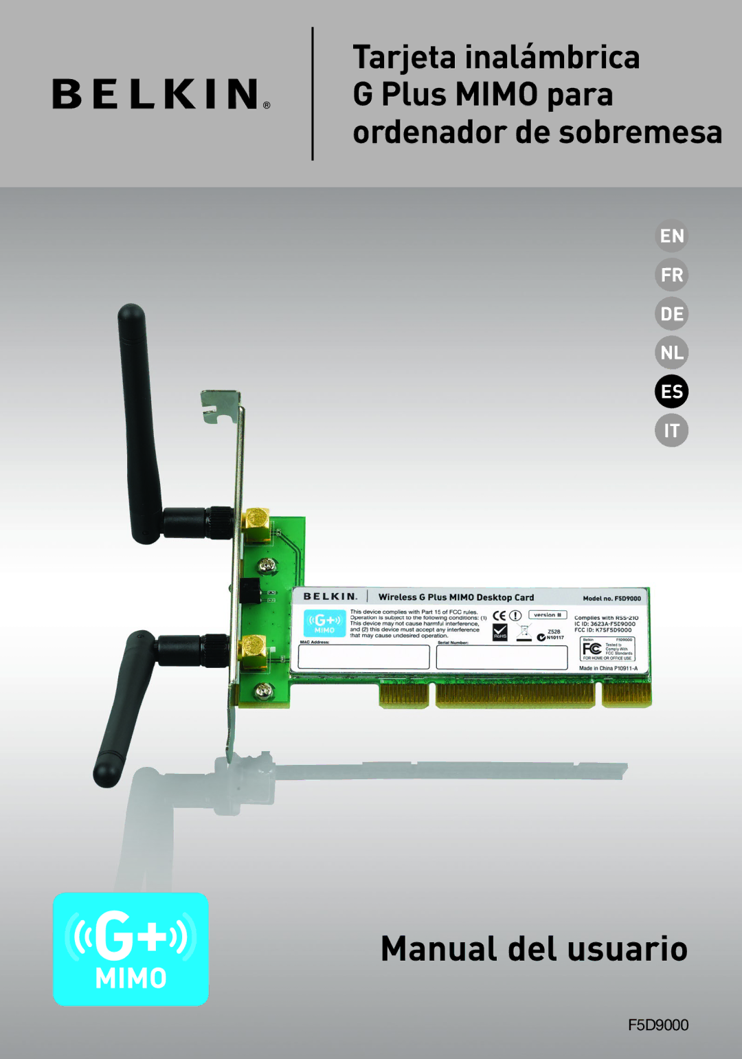 Belkin F5D9000 user manual Manual del usuario 