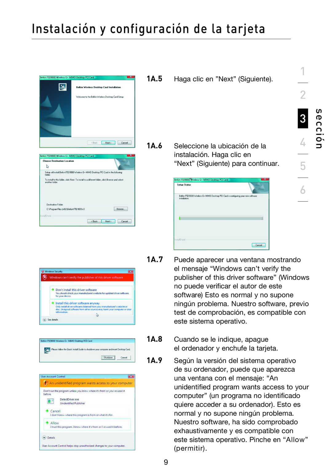 Belkin F5D9000 user manual Sección 