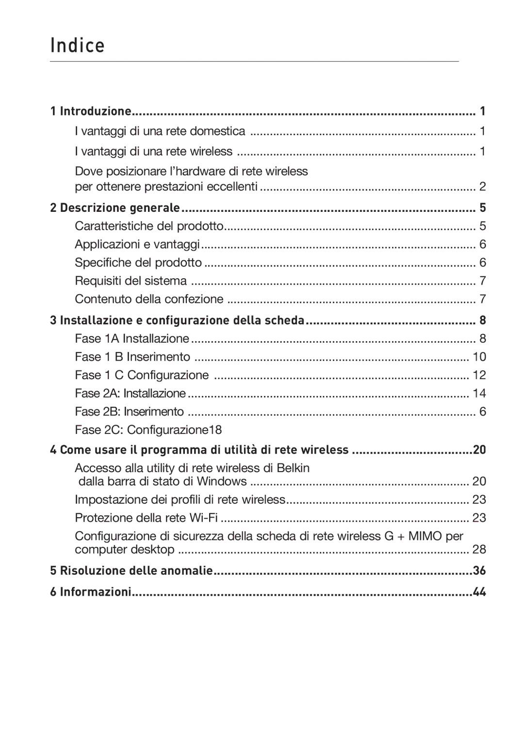 Belkin F5D9000 user manual Indice 