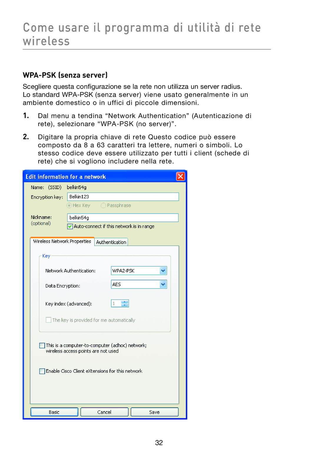 Belkin F5D9000 user manual WPA-PSK senza server 