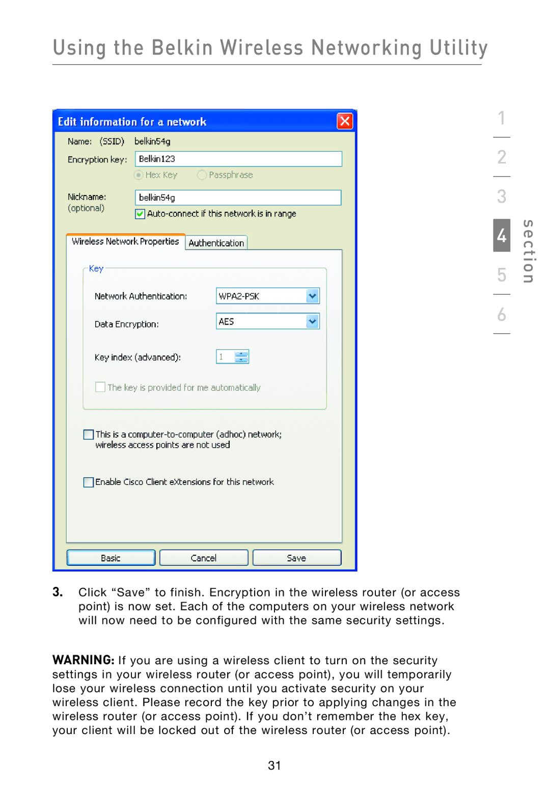 Belkin F5D9000 user manual Using the Belkin Wireless Networking Utility 