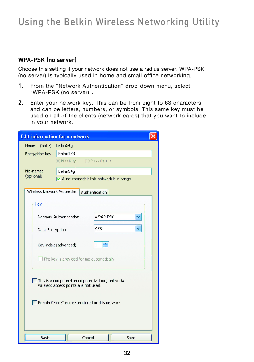 Belkin F5D9000 user manual WPA-PSK no server 