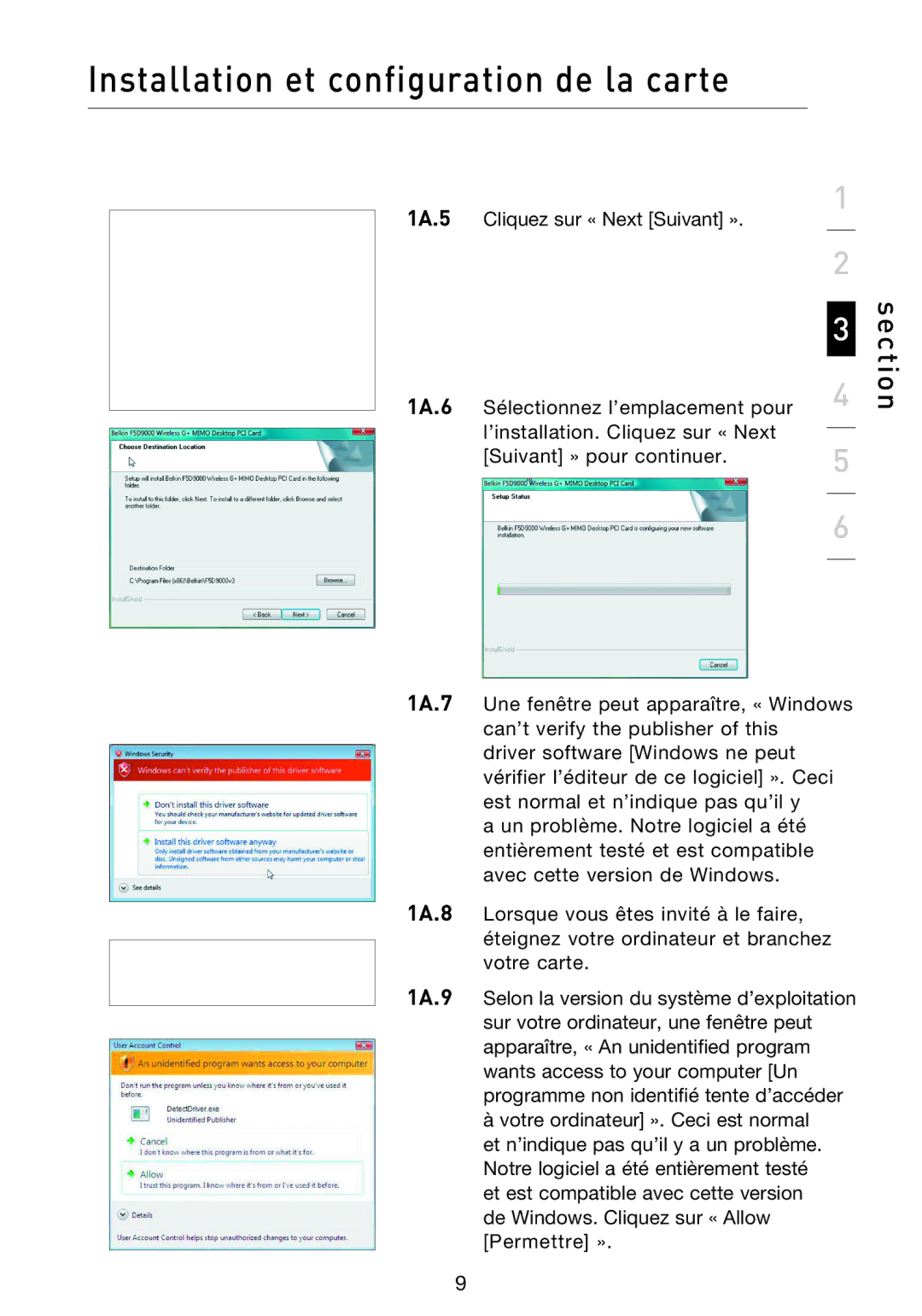 Belkin F5D9000 user manual Section 