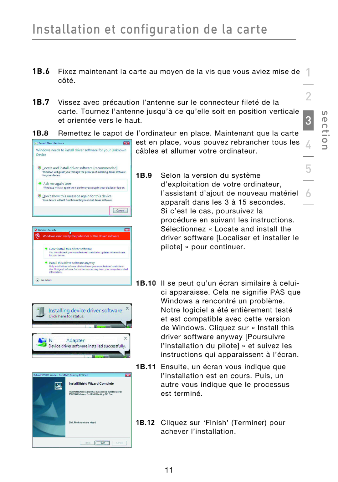 Belkin F5D9000 user manual 1B.9, 1B.10, 1B.11, 1B.12 