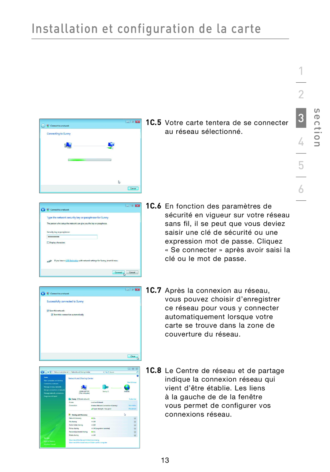 Belkin F5D9000 user manual Installation et configuration de la carte 