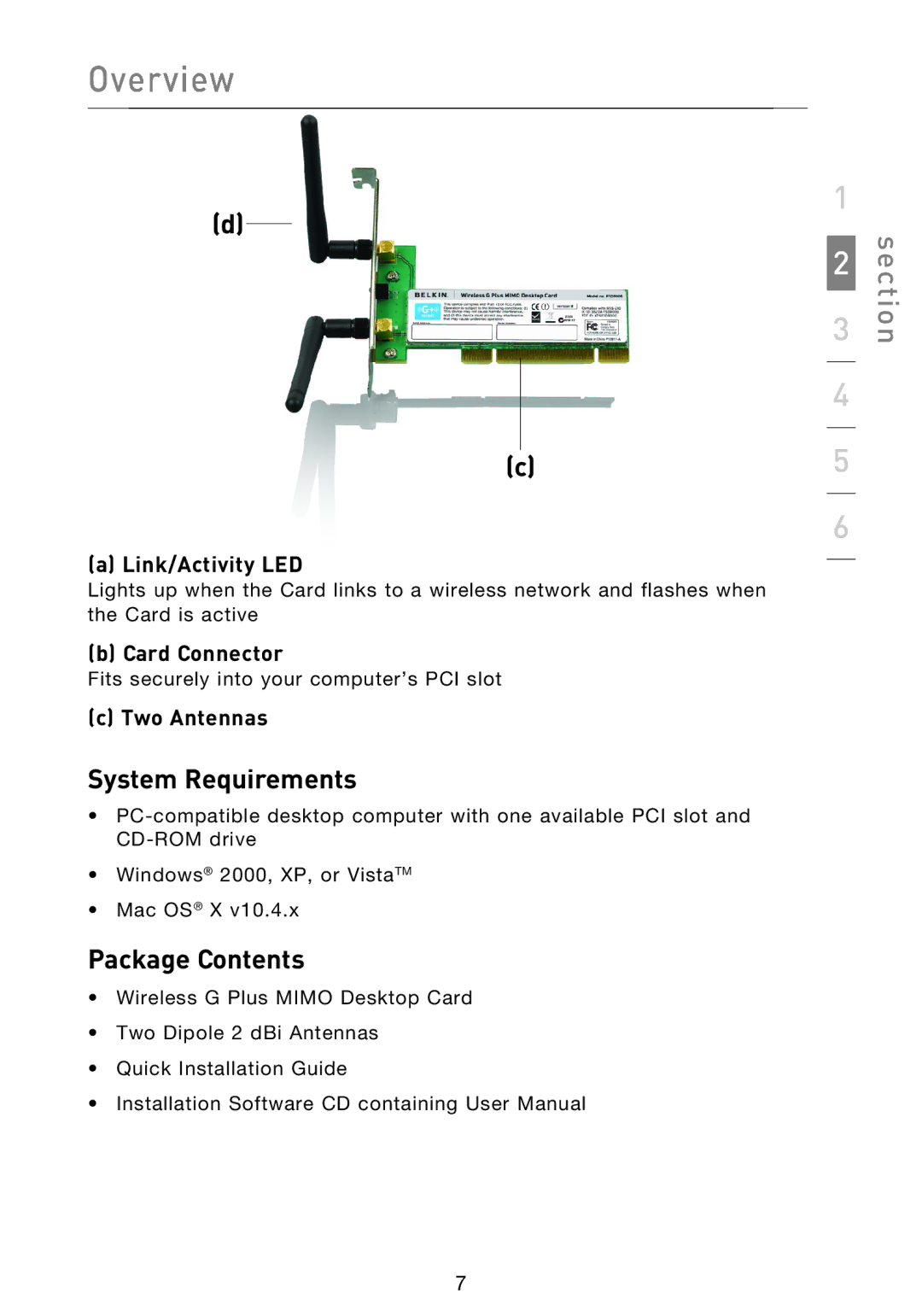 Belkin F5D9000 user manual System Requirements, Package Contents 