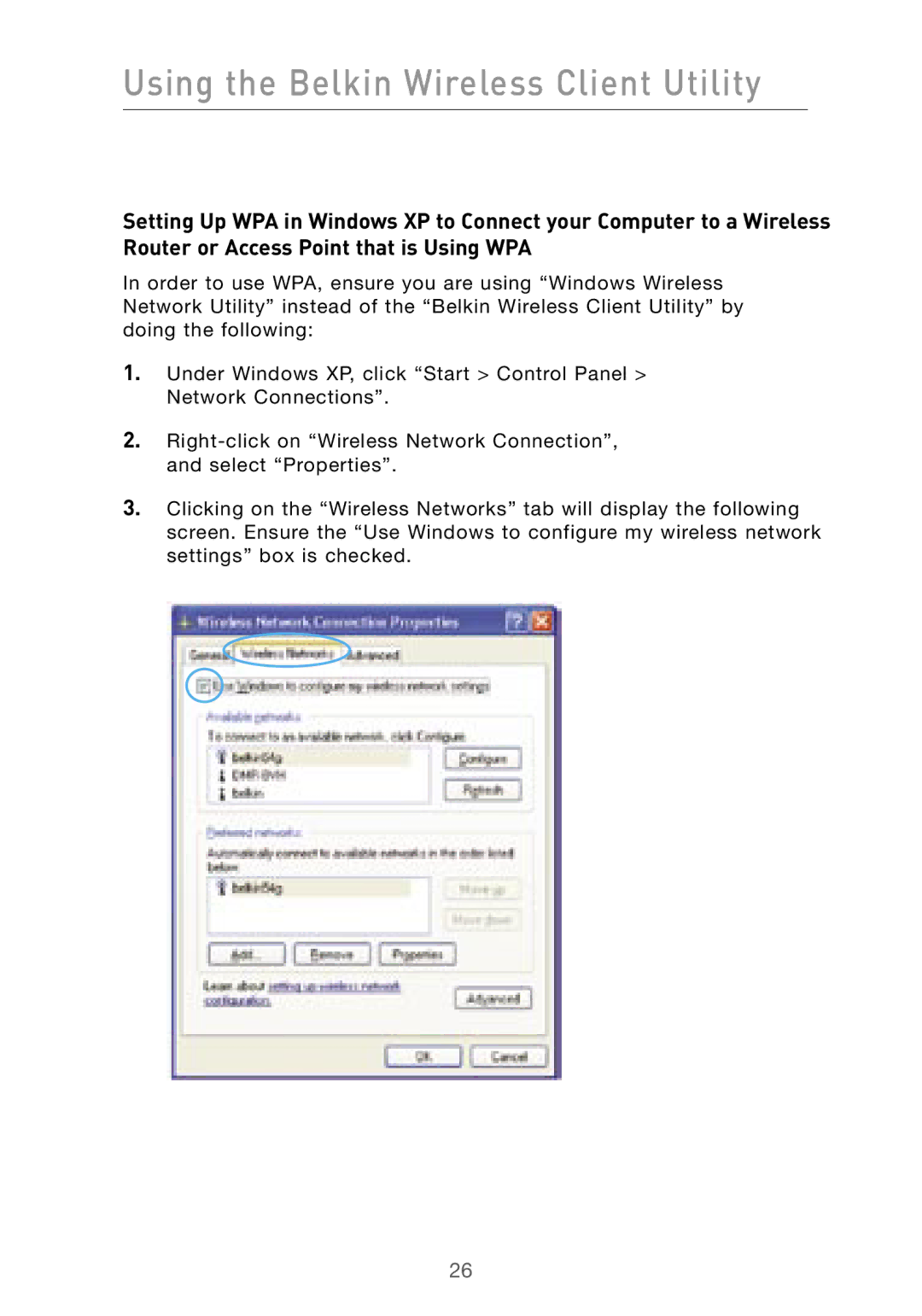 Belkin F5D9010 user manual Using the Belkin Wireless Client Utility 