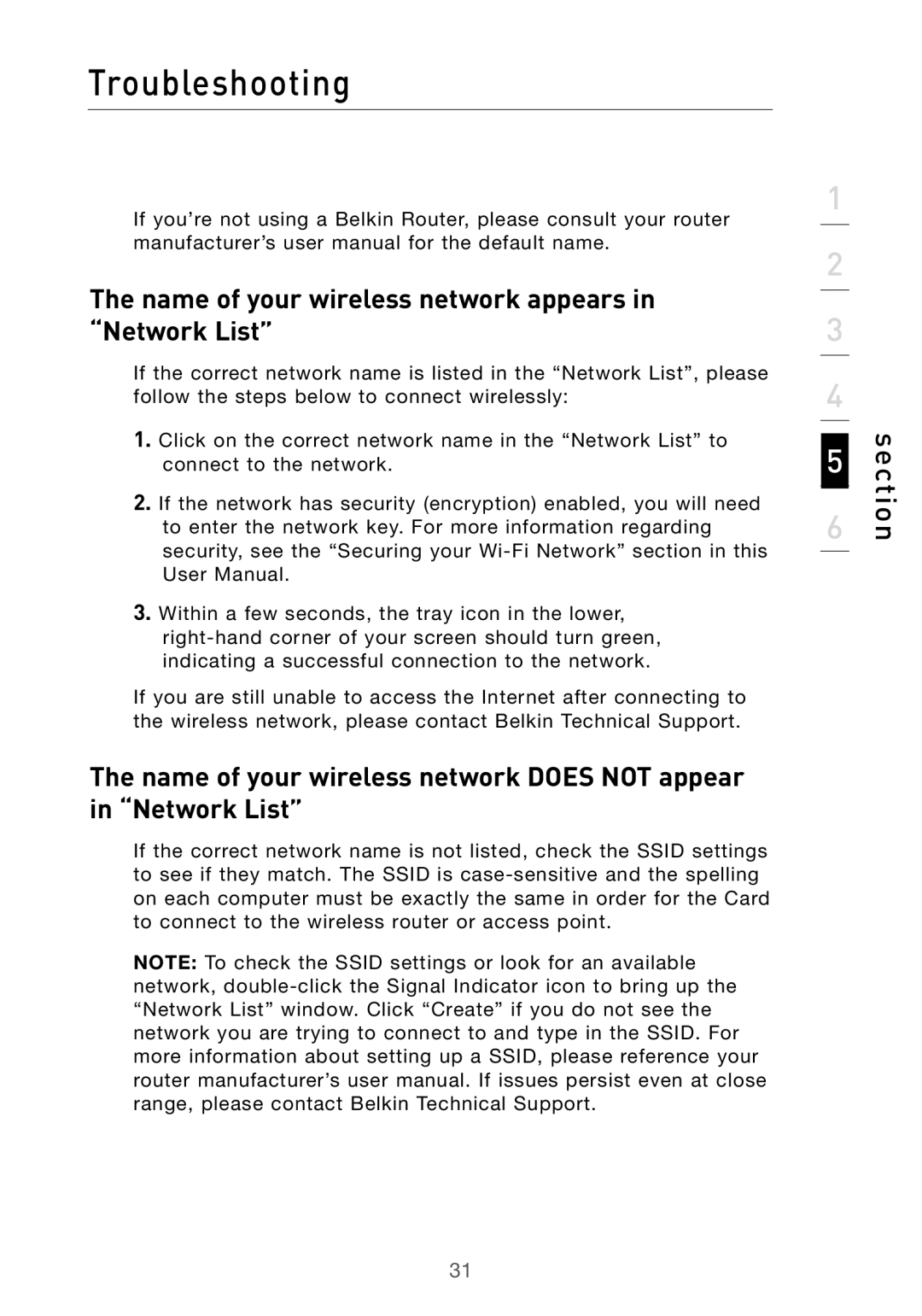 Belkin F5D9010 user manual Name of your wireless network appears in Network List 