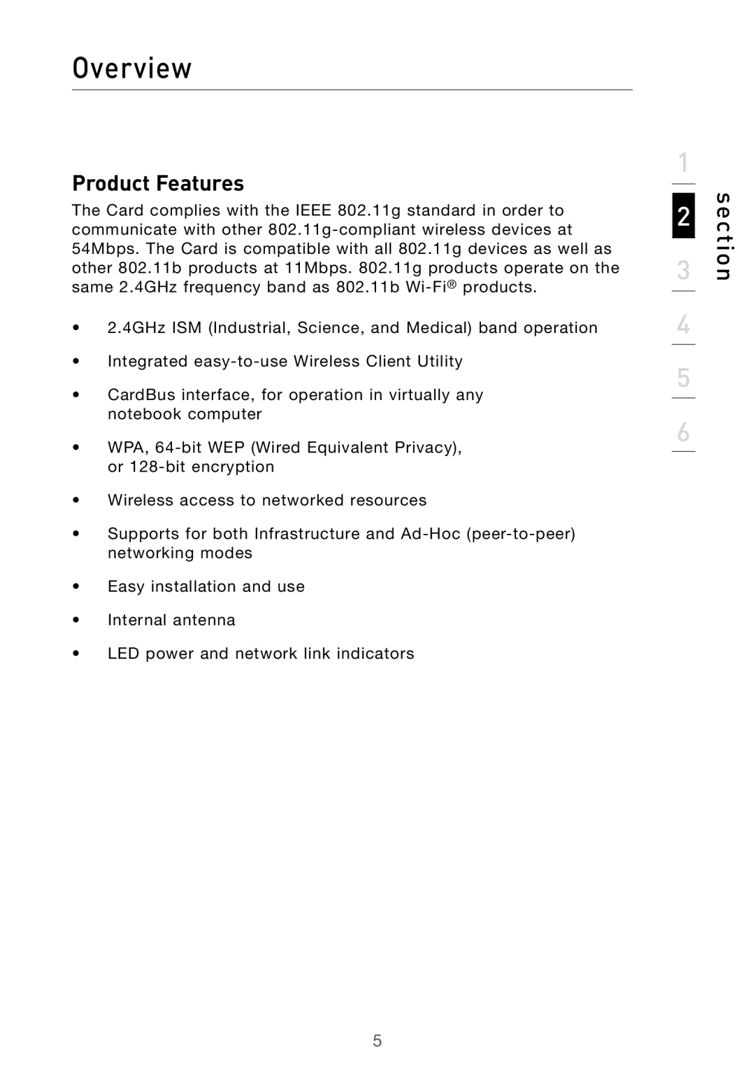 Belkin F5D9010 user manual Overview, Product Features 