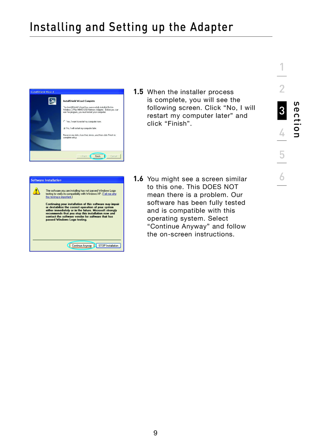 Belkin F5D9050 user manual Section 