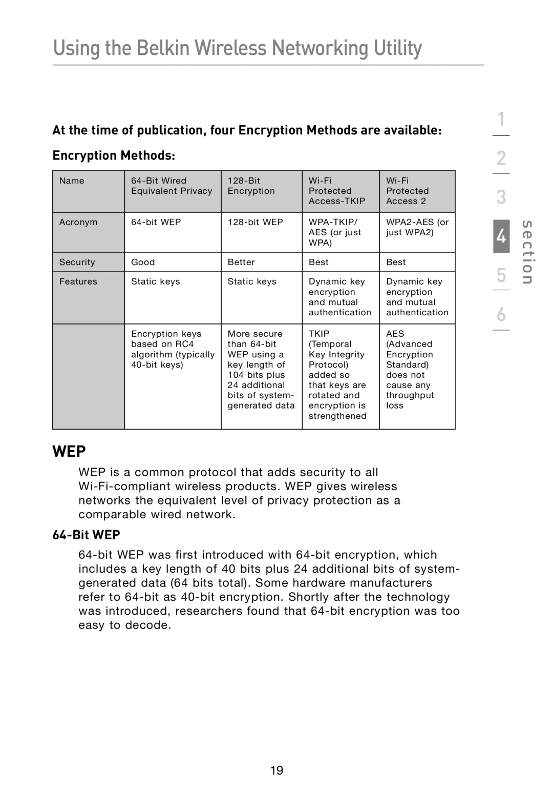 Belkin F5D9050 user manual Bit WEP, Wpa 