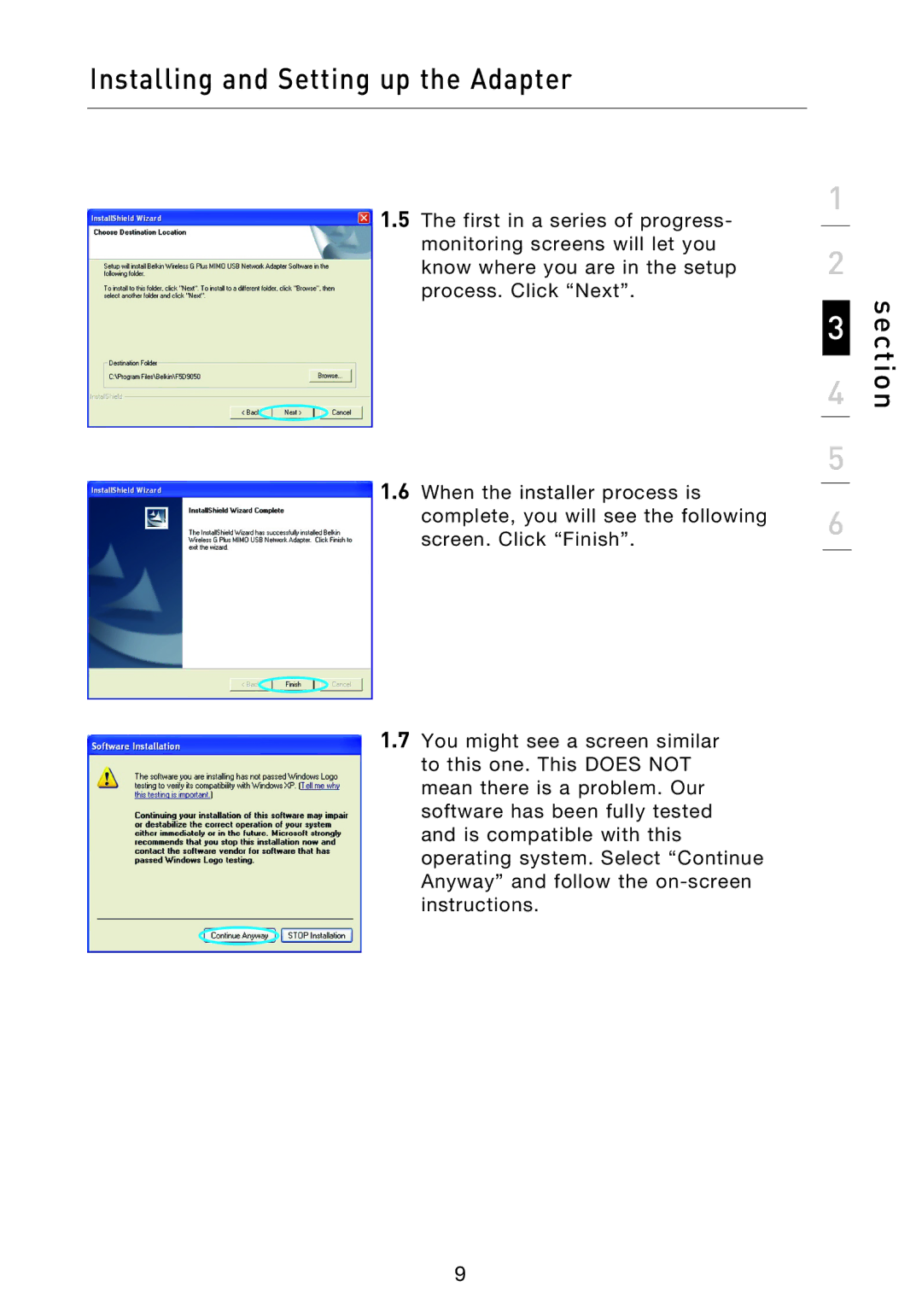 Belkin F5D9050UK user manual Section 