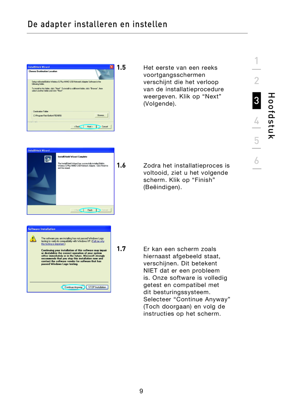 Belkin F5D9050UK user manual Hoofdstuk 