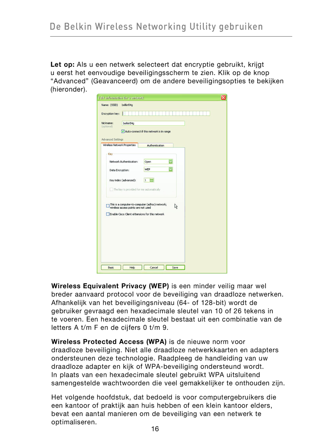 Belkin F5D9050UK user manual De Belkin Wireless Networking Utility gebruiken 