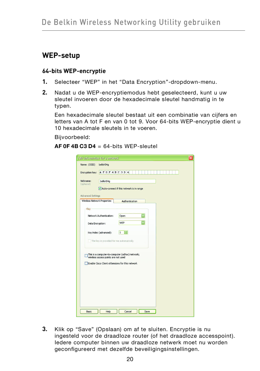 Belkin F5D9050UK user manual WEP-setup 