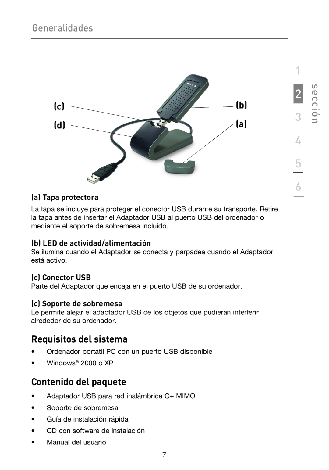 Belkin F5D9050UK user manual Requisitos del sistema, Contenido del paquete 