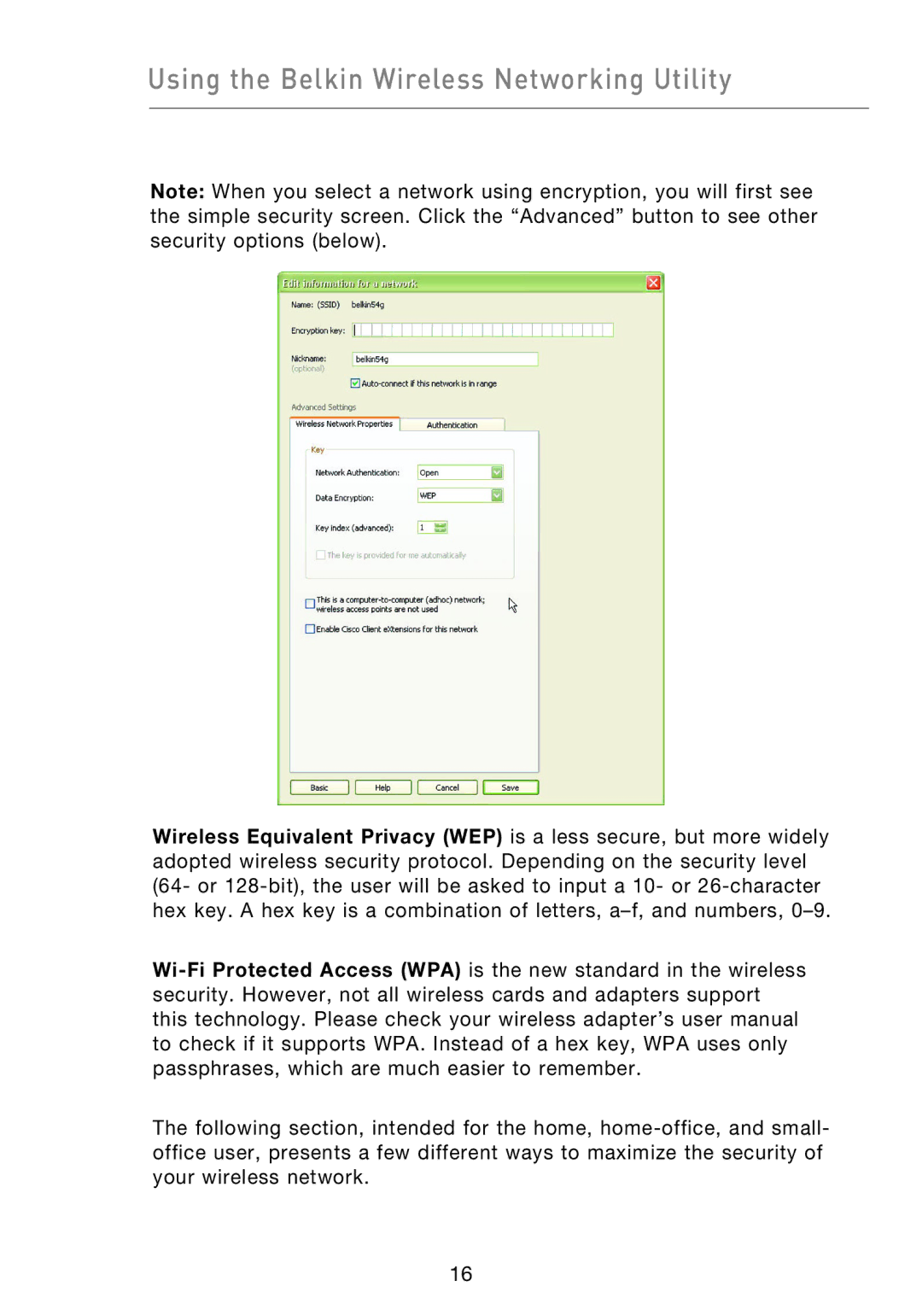 Belkin F5D9050UK user manual Using the Belkin Wireless Networking Utility 