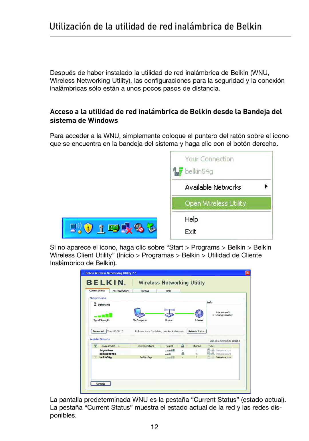 Belkin F5D9050UK user manual Utilización de la utilidad de red inalámbrica de Belkin 