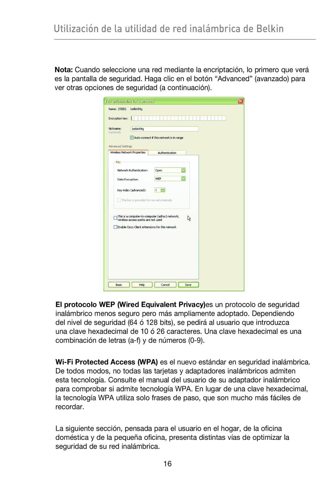 Belkin F5D9050UK user manual Utilización de la utilidad de red inalámbrica de Belkin 