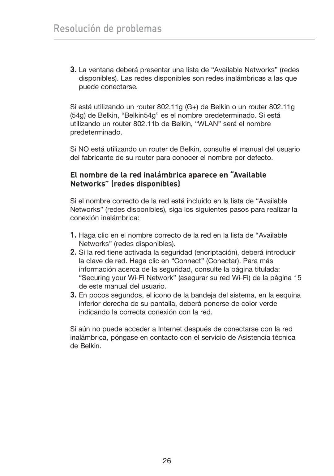 Belkin F5D9050UK user manual Resolución de problemas 