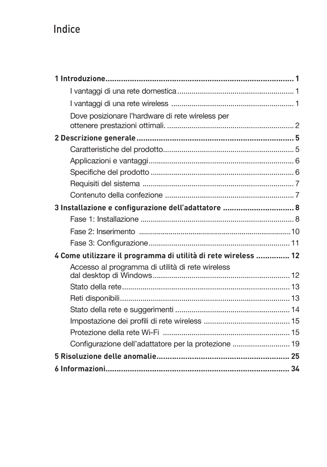 Belkin F5D9050UK user manual Introduzione, Descrizione generale, Installazione e configurazione dell’adattatore 