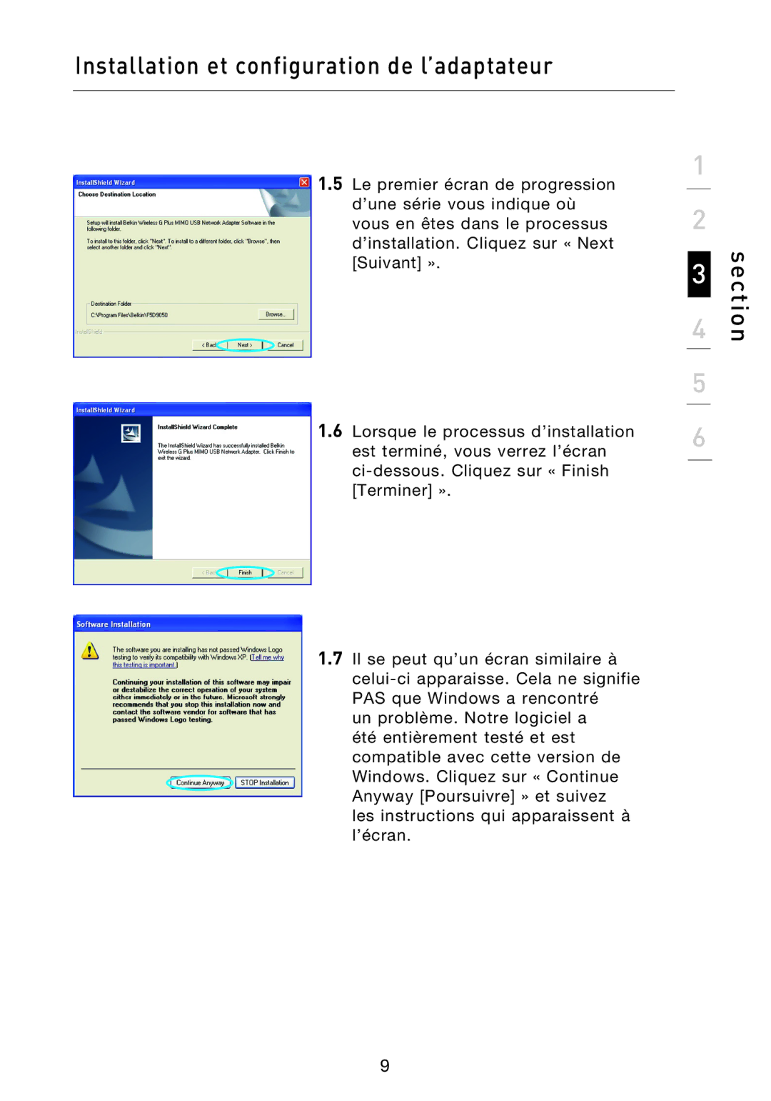 Belkin F5D9050UK user manual Section 