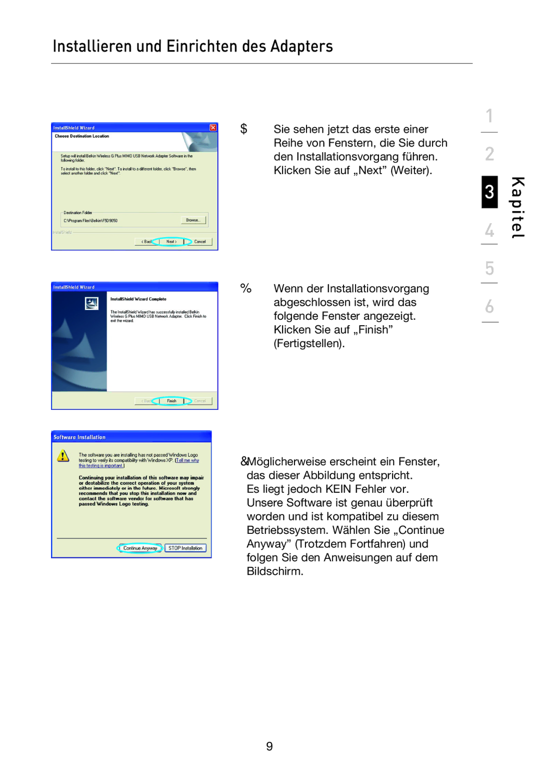 Belkin F5D9050UK user manual Kapitel 