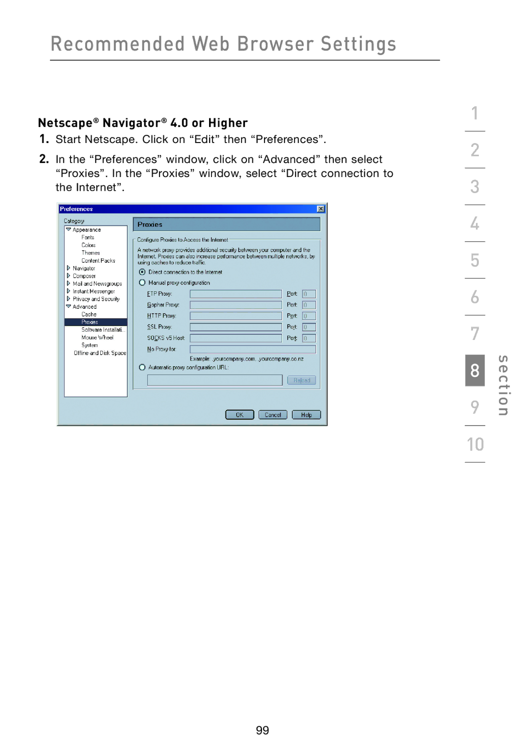 Belkin F5D9230-4 user manual Netscape Navigator 4.0 or Higher 