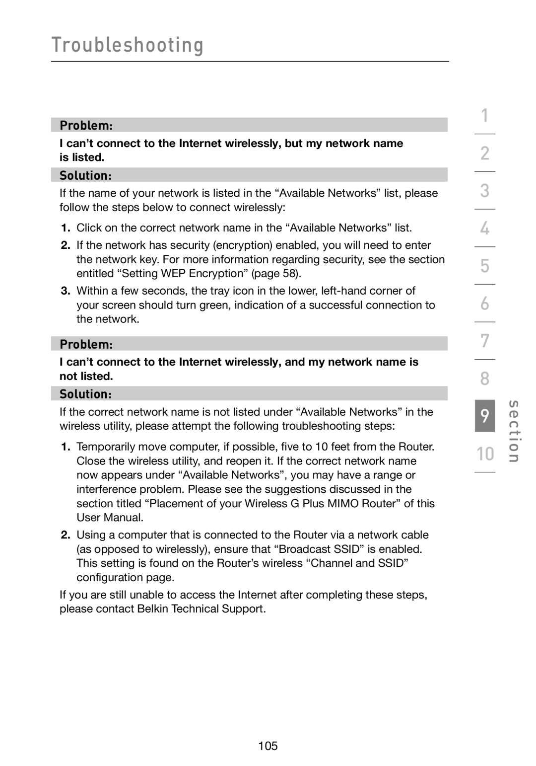 Belkin F5D9230-4 user manual 105 