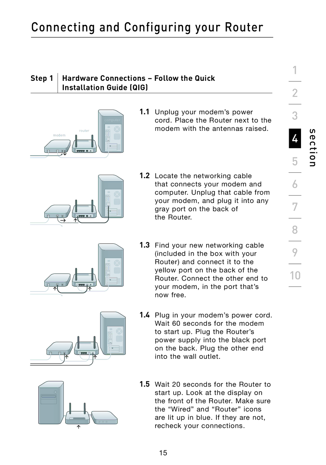 Belkin F5D9230-4 user manual Hardware Connections Follow the Quick Installation Guide QIG 