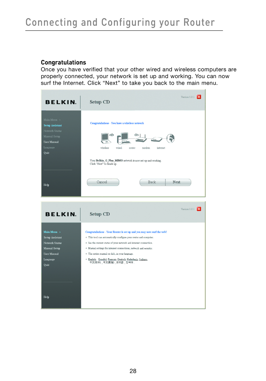 Belkin F5D9230-4 user manual Congratulations 