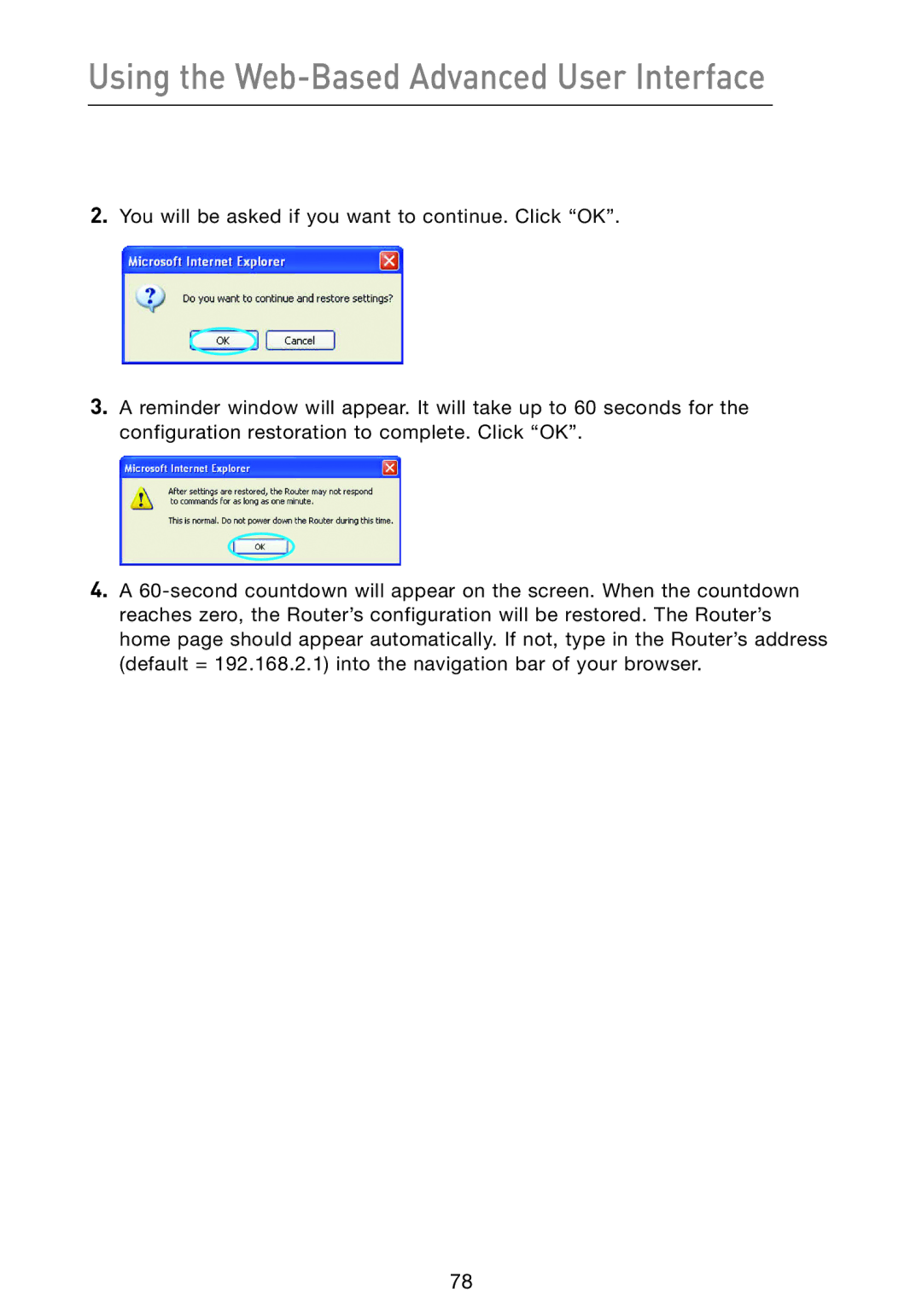 Belkin F5D9230-4 user manual Using the Web-Based Advanced User Interface 