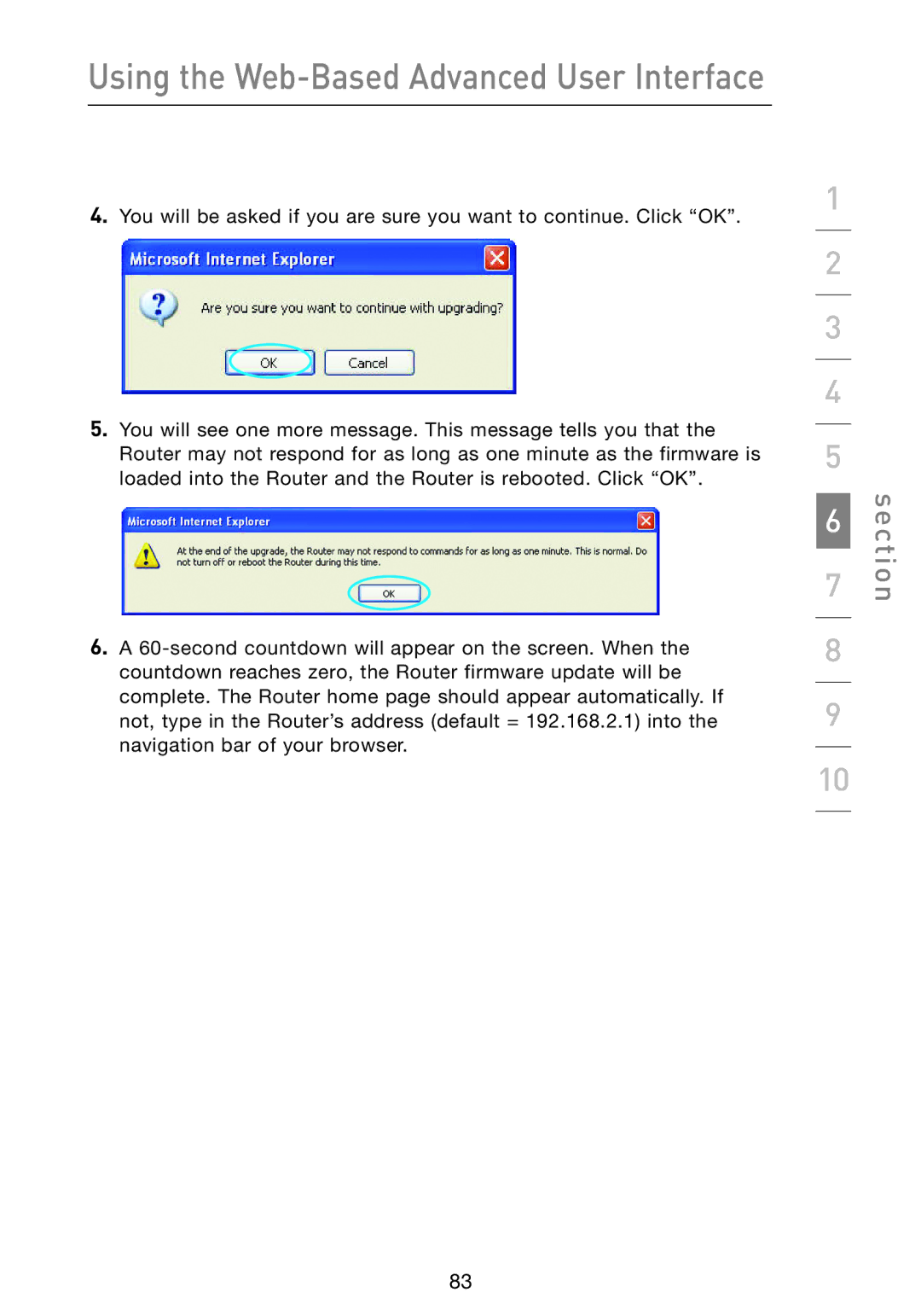 Belkin F5D9230-4 user manual Using the Web-Based Advanced User Interface 