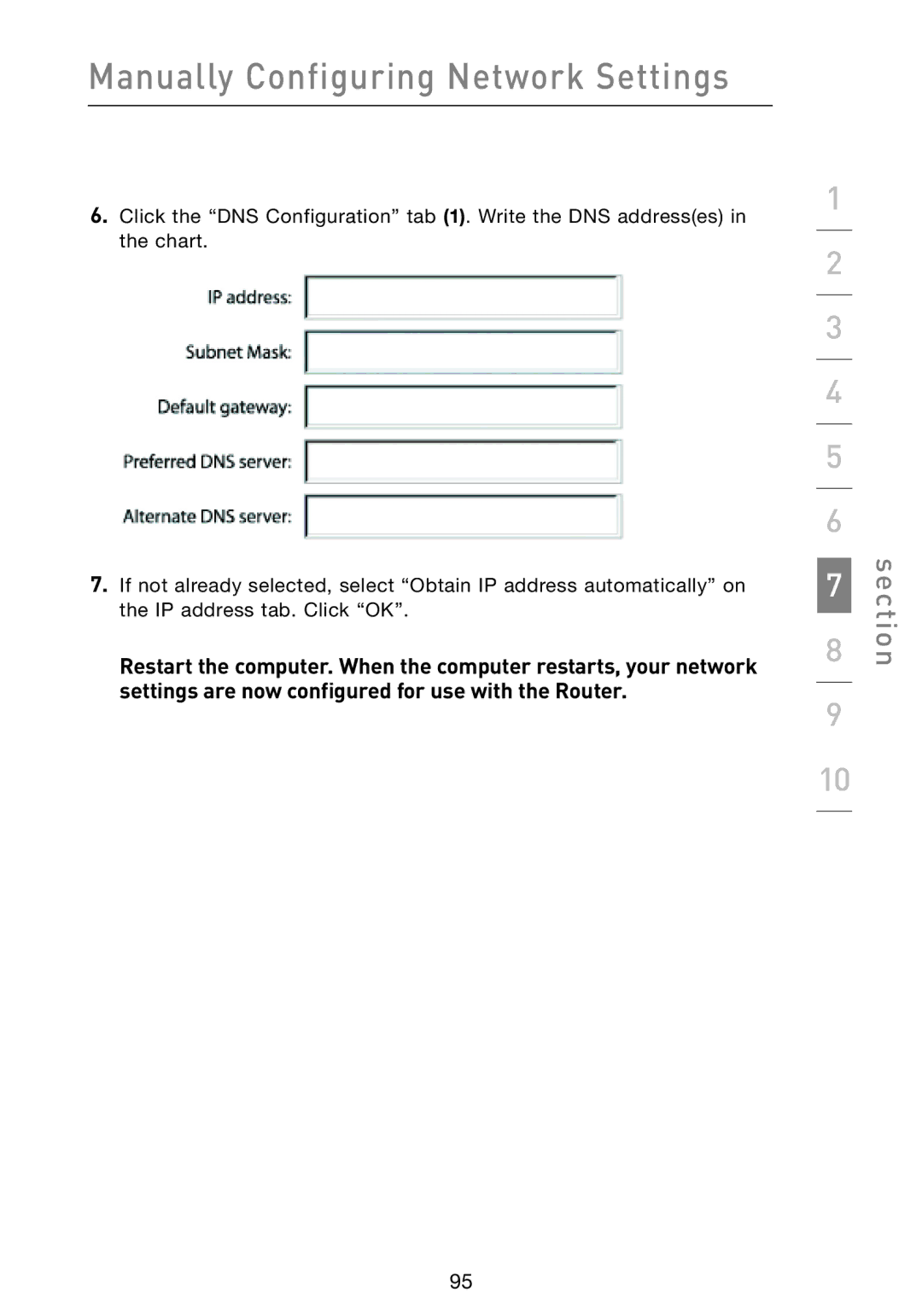 Belkin F5D9230-4 user manual Manually Configuring Network Settings 