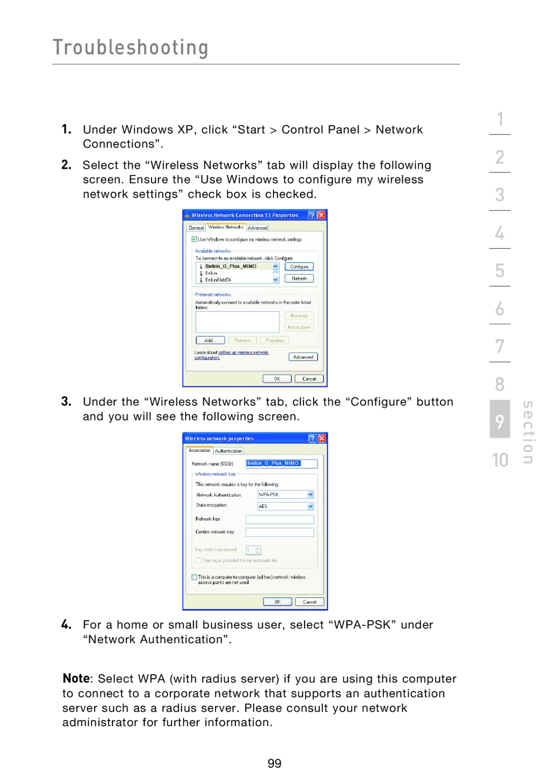 Belkin F5D9230UK4 user manual Troubleshooting 