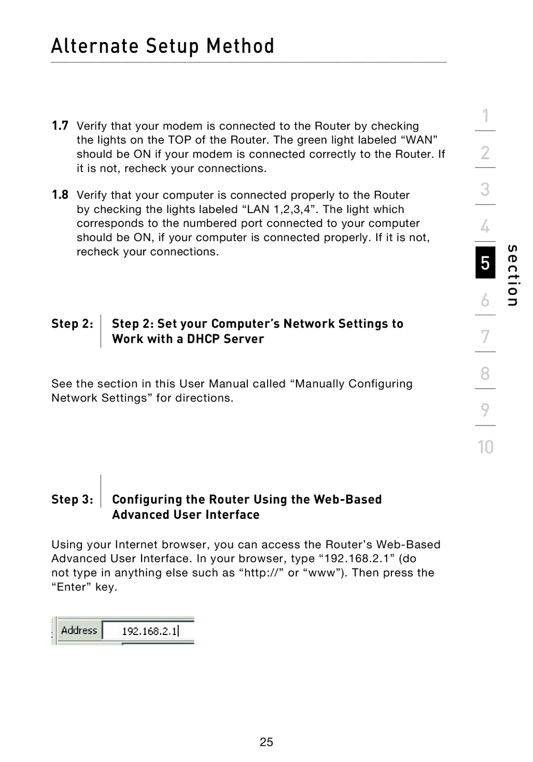 Belkin F5D9230UK4 user manual Section 